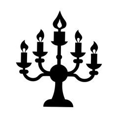 Black Ornate Candelabra Vector Icon – Gothic Candle Holder for Occult and Vintage Decor Themes

