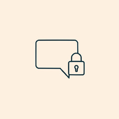 Fototapeta premium Outlined chat bubble with lock icon — secure conversation.