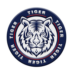 The Wild Tiger Head tattoo style in black and white. Tiger head design element on isolated background. Contour tiger head. Team emblem. Sport arms.	