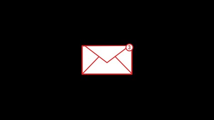 Red mail icon with tick notification symbol.