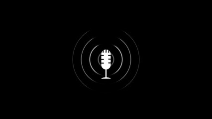 Microphone with radiating sound wave circles.