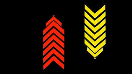 Glowing red and yellow loading on a black background. 4k illustration.
