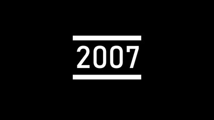 Glowing 2007 year. on a black background. 4k illustration.	