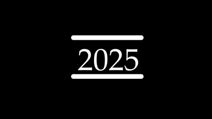 Glowing 2025 year. on a black background. 4k illustration.	