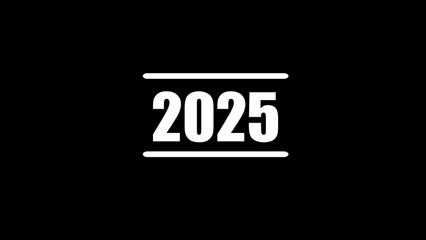 Glowing 2025 year. on a black background. 4k illustration.	