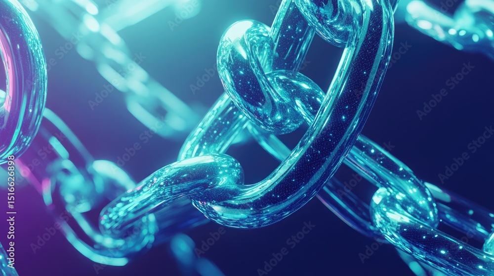 Poster close-up view of a chain design with vibrant colors.