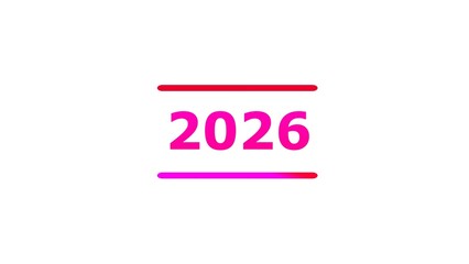 Glowing 2026 year. on a whit background. 4k illustration.	