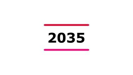 Glowing 2035 year. on a whit background. 4k illustration.	