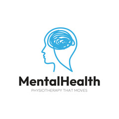 Creative Mental Health Logo. Head Human Mind. Therapy Psychology Logo Icon Symbol Vector Design Template.