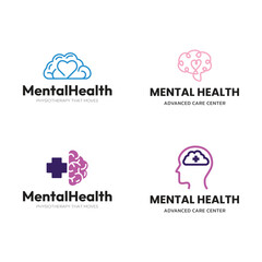 Set of Logo. Head Human Mind. Therapy Psychology Logo Icon Symbol Vector Design Template.