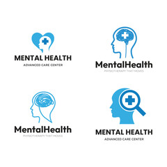 Set of Logo. Head Human Mind. Therapy Psychology Logo Icon Symbol Vector Design Template.