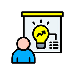 Startup Pitch lineal color icon