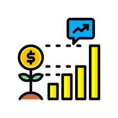 Growth Chart lineal color icon