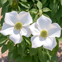 Fototapeta premium White Dogwood Flowers Closeup