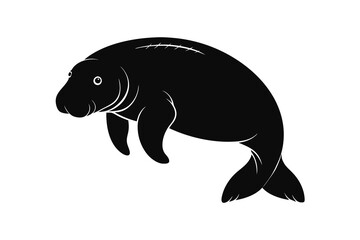 Manatee animal silhouette isolated on white background