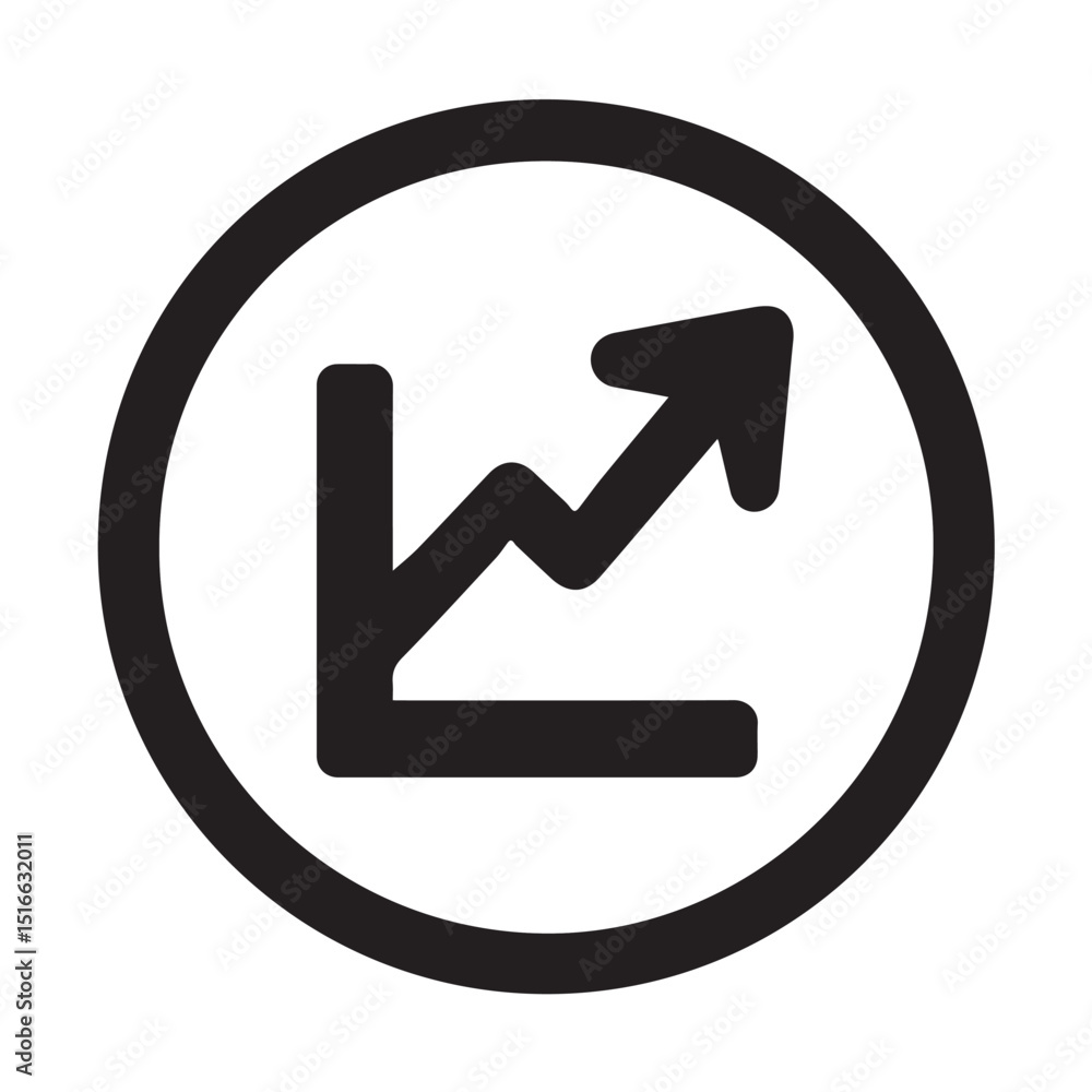 Poster growth chart icon: a simple yet powerful icon depicting an upward trending graph within a bold circl