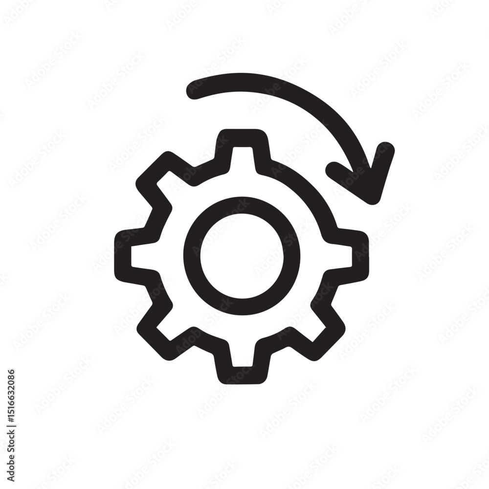 Poster gear mechanism: the image captures a gear mechanism, represented by a graphic of a gear with an arro