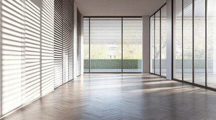 Obraz premium Sunlit Modern Office Space with Wood Flooring.