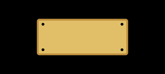 Golden Blank Metal Nameplate. Vector Illustration.