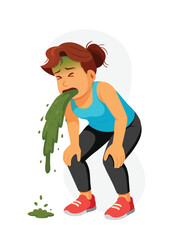 Woman Experiencing Nausea or Vomiting Illustration