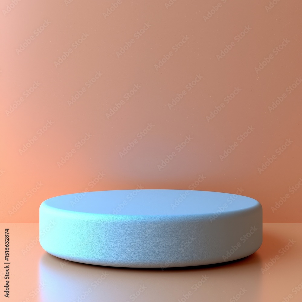 Poster an abstract podium is depicted on a coral color background in a 3d rendering