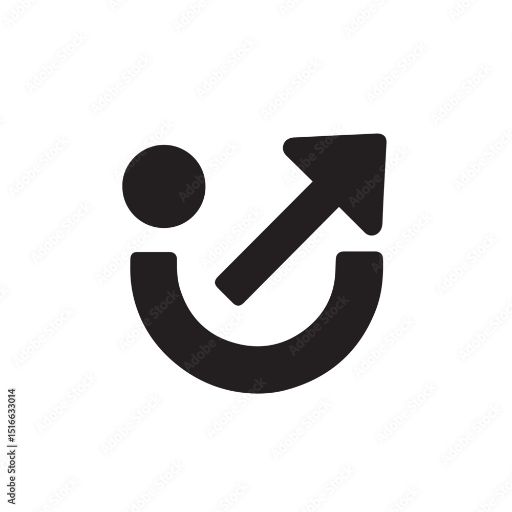 Poster symbol of expansion: a minimalist and graphic symbol of growth and progress, featuring a curved shap