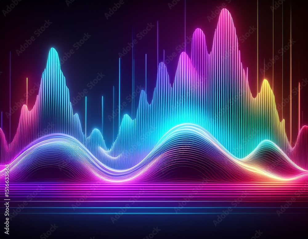 Poster ai generated ai generative equalizer effect neon music wave graphic art