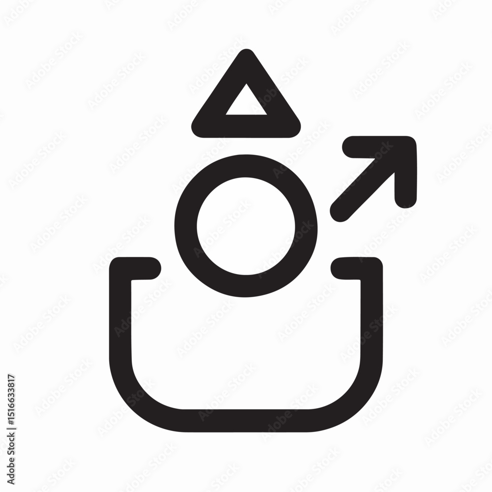 Poster upload icon design: simple minimalist upload icon with upward pointing arrow, suitable for app, webs