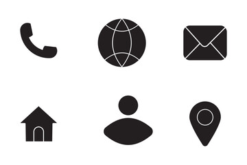 Business card contact icon set
