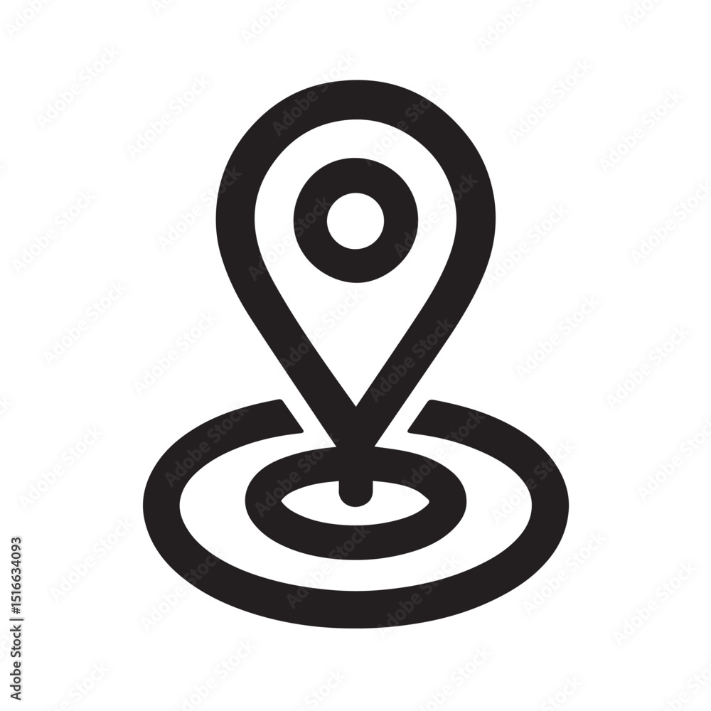 Poster location pointer icon: simple, bold outline icon of a location pointer, symbolizing location, naviga