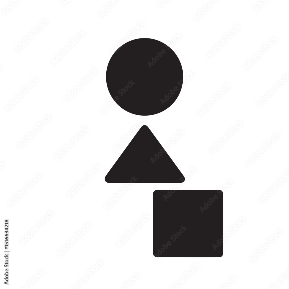 Poster geometric harmony: a minimalist monochrome composition of fundamental shapes, creating visual balanc