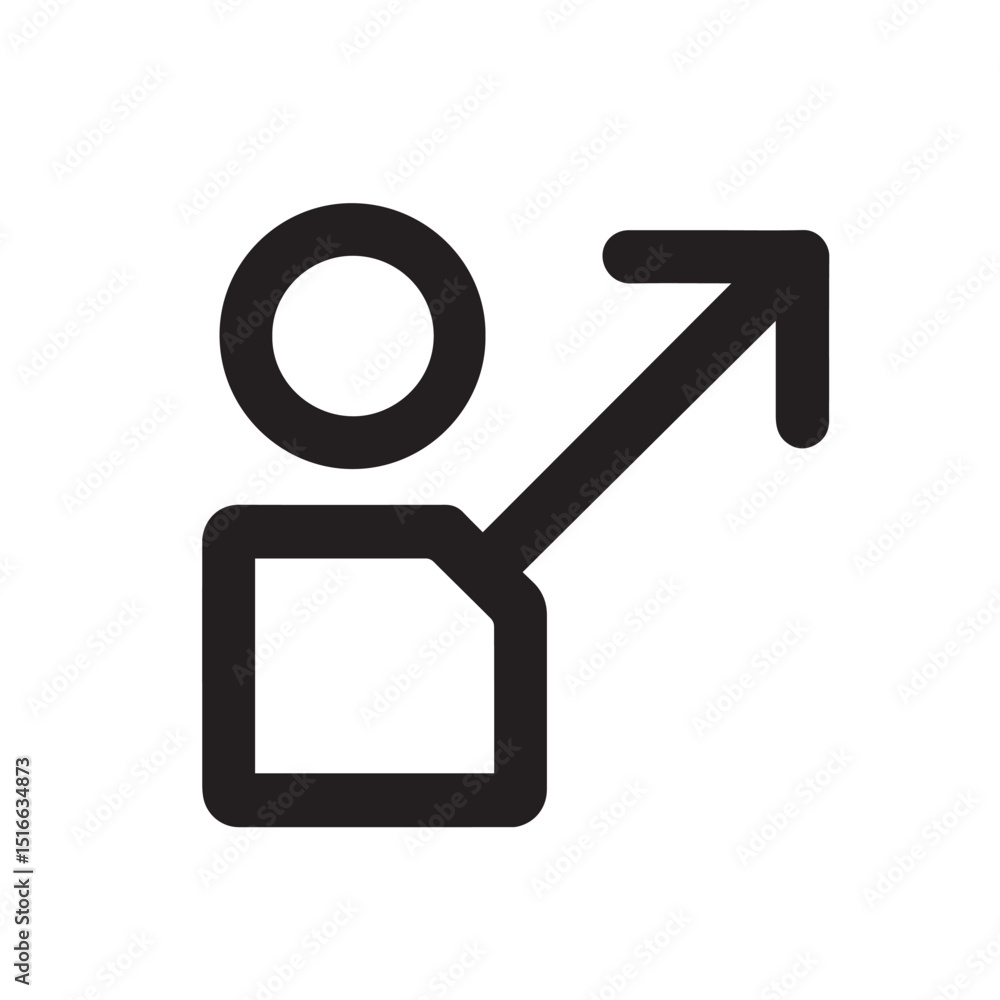 Poster going forward symbol: an illustration depicts a minimalist representation of a person in forward mot