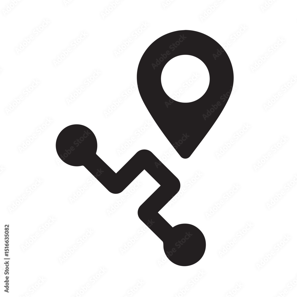 Poster journey's blueprint: a minimal, clean vector illustration of a navigation pointer tracing a winding 