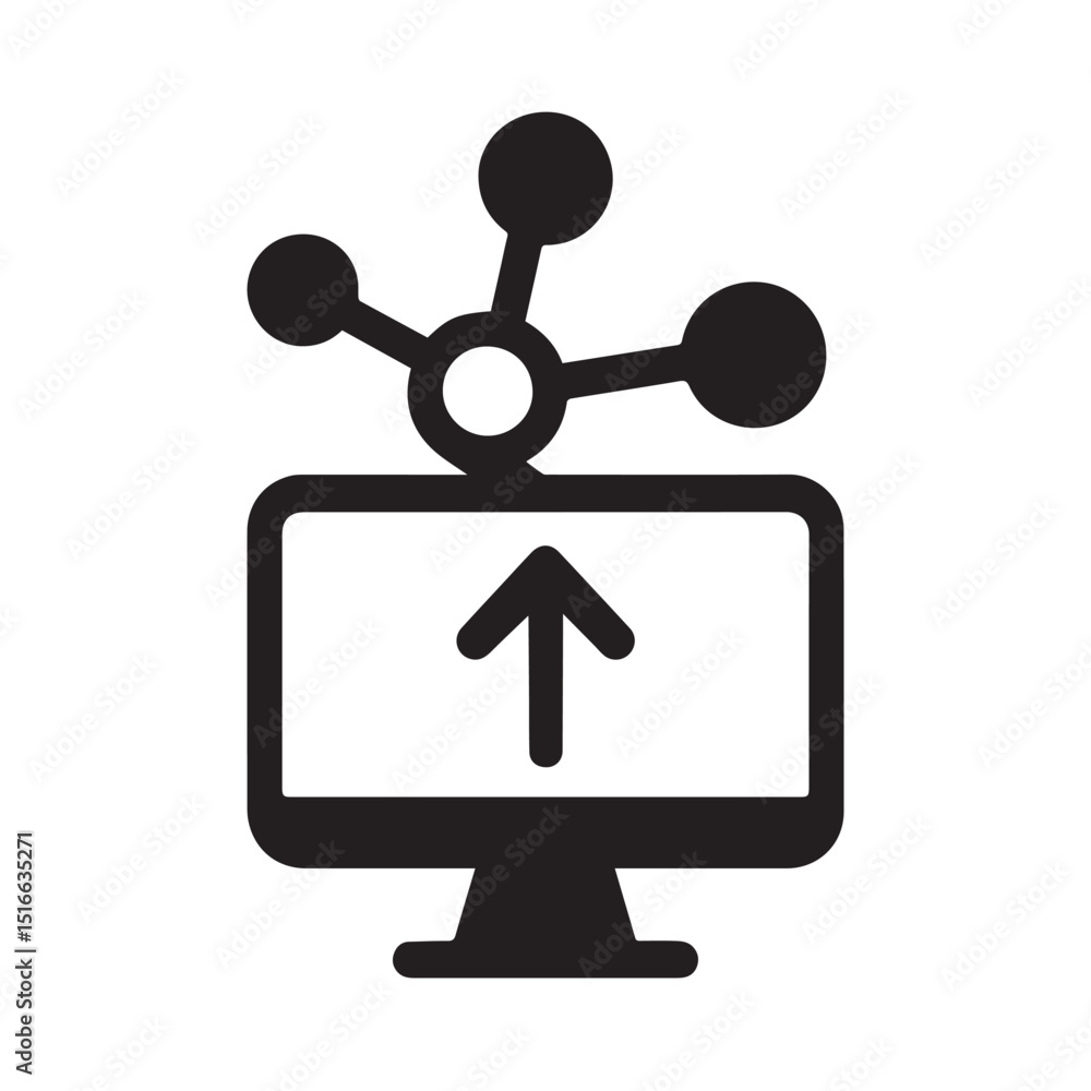 Poster network upload icon: a sleek, minimalist icon depicting data upload and network connectivity. the up