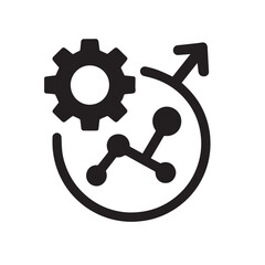 Process Optimization Icon: A sleek, modern icon depicting a gear interlocked with an upward-trending graph, symbolizing process optimization, efficiency, and growth.