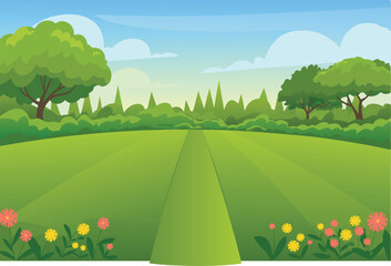 Fototapeta premium Sunny day in a picturesque meadow background