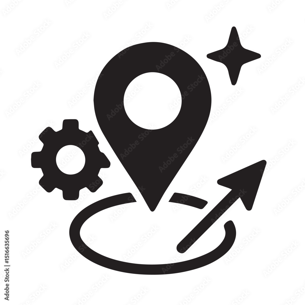 Poster location based optimization icon: a simple yet effective icon representing location-based optimizati