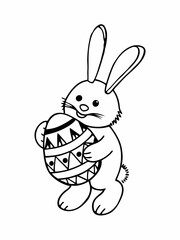 Obraz premium Adorable Easter Bunny Holding Decorated Egg Free Coloring Page