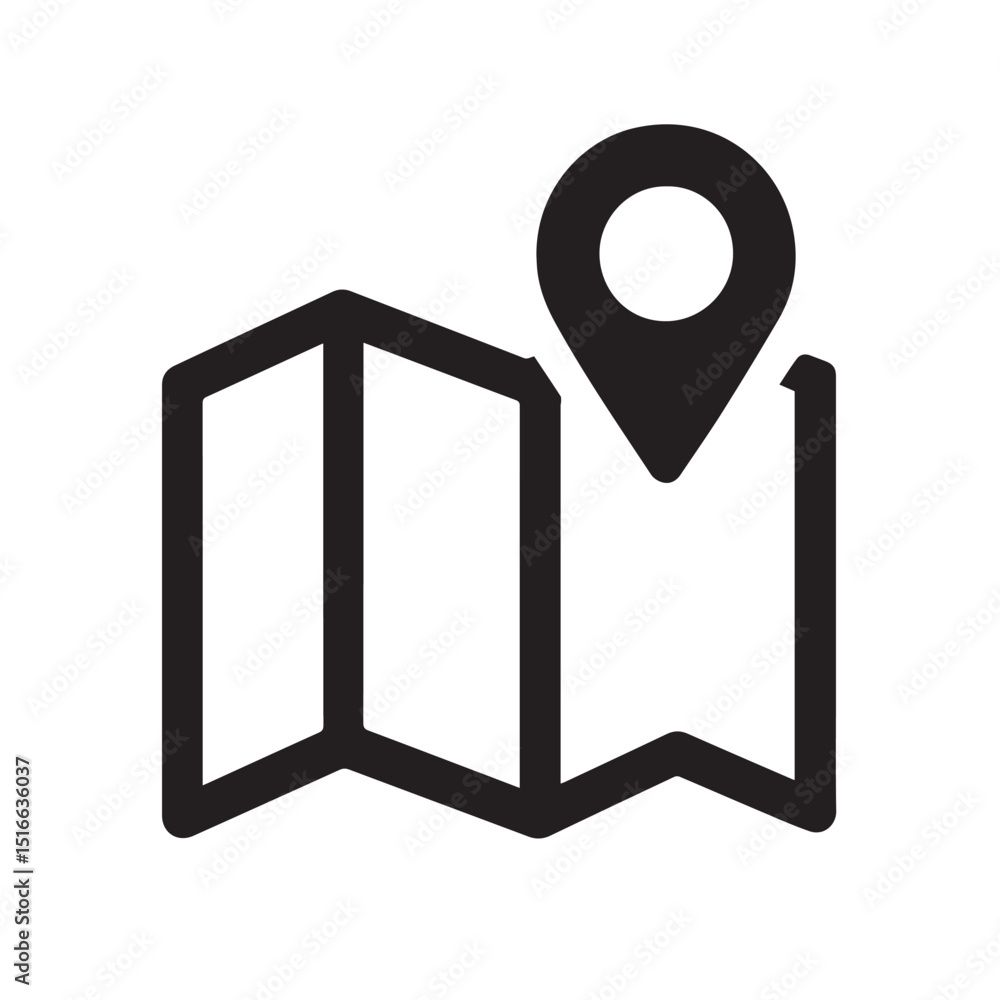 Poster navigating with precision: a vector-style illustration of a map, its folded pages open, with a promi