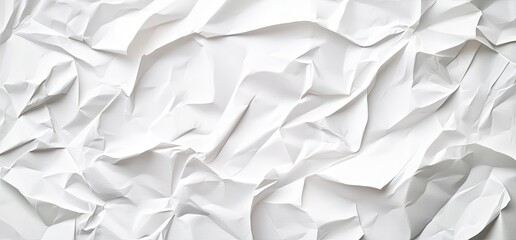 Obraz premium Crumpled White Paper Texture with Sharp Shadows and Creased Folds.