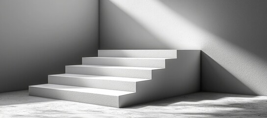 Obraz premium The studio features a podium or platform, supported by a pedestal composed of square blocks or stair boxes, creating a modern 3D stage stand with a realistic render