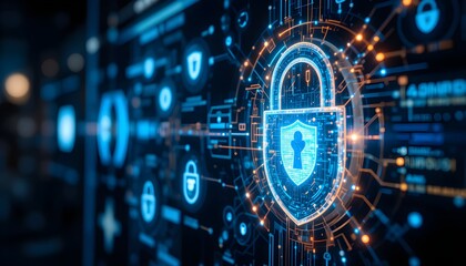 Digital Sentinel: Abstract Cybersecurity & Encryption Interface