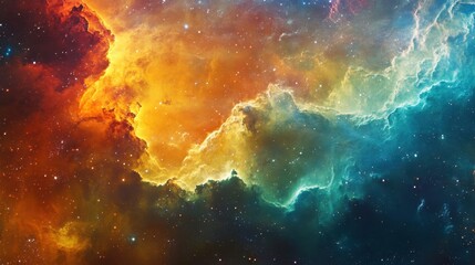 Naklejka premium Celestial Nebula in Vivid Hues.