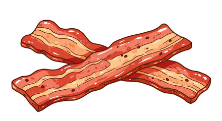 Delicious crispy bacon strips illustration for breakfast and food concept