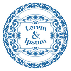 Monochrome vintage decorative ornate label design
