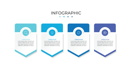 Business info template. 4 Steps timeline journey. Process diagram, social media post, Vector illustration