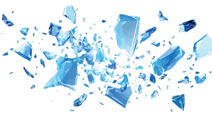 Explosive Blue Ice Shards Flying - Vector Illustration