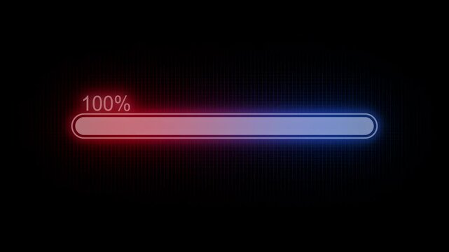Glowing Animated Loading Progress Bar, High-Tech Digital Loading Bar