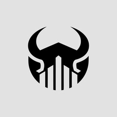 Bull logo with stock market chart integrated vector illustration