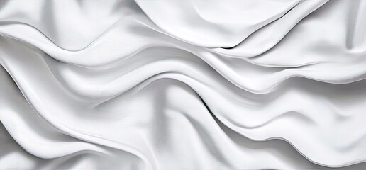 Naklejka premium Elegant White Satin Fabric with Soft Waves and Texture.